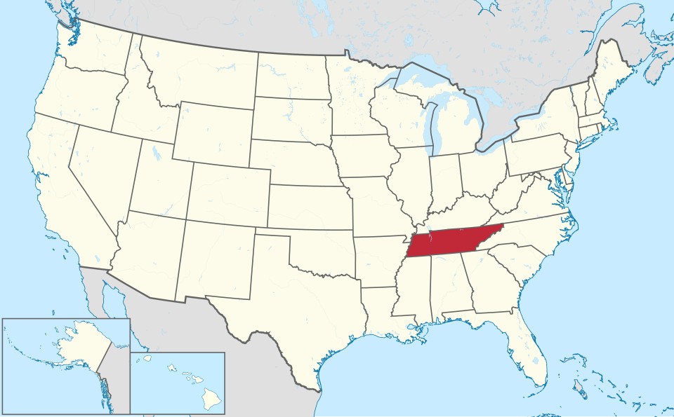 map of Tennessee